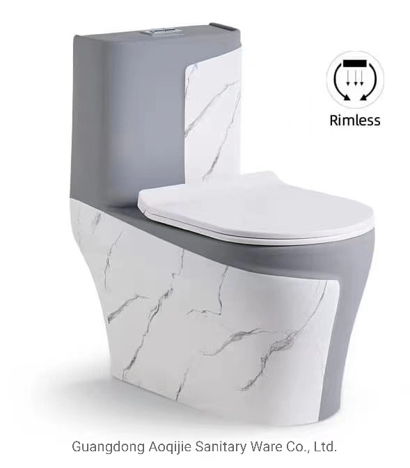 Hot Selling Hotel Chinese Manufacturer Bathroom Wc Water Closet Custom Ceramic Siphonic Flush Sanitary Ware Gold Line One Piece Toilet Marble One Piece Toilet