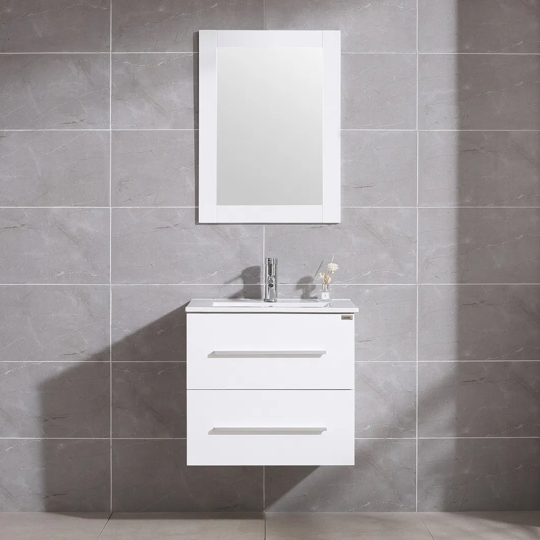 Luxury Modern Wall Mounted Manufactured Wood Vanities Bathroom Cabinet Set Cabinet with Ceramic Sink Mirror Vanity