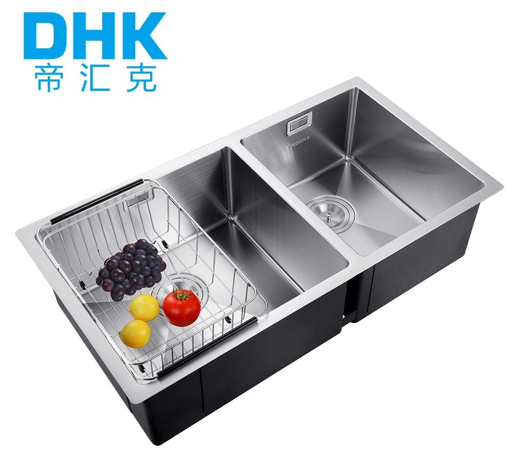 China Wholesale Upc Handmade SUS304 Double Bowl Stainless Steel Under Mount Kitchenware Kitchen Sink