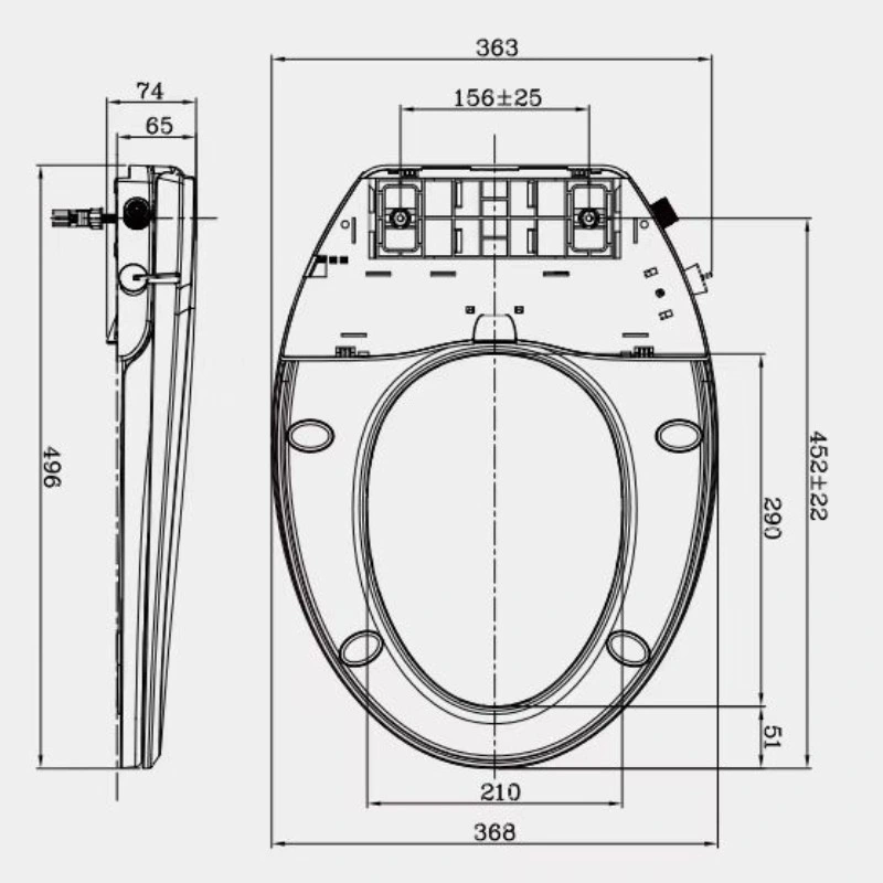 Smart Bidet Seat Intelligent Toilet Seat Soft Close Dual Nozzle Self-Cleaning No Electric