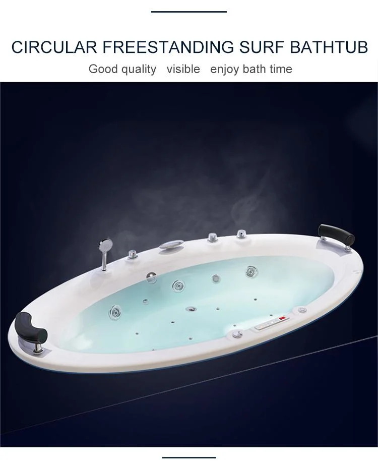 on Sale: CE/Cupc 2m Large Bathtub Whirlpool/Bubble Massage Tub with Soft Shower Pillows at Both Ends