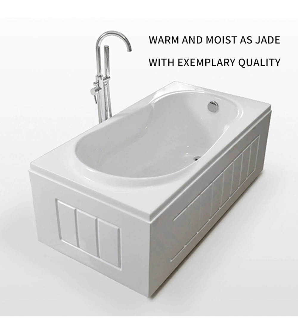 Factory Direct Sale Freestanding Rectangular Glossy White Jacuzzi Acrylic Bathtub Hot Tub