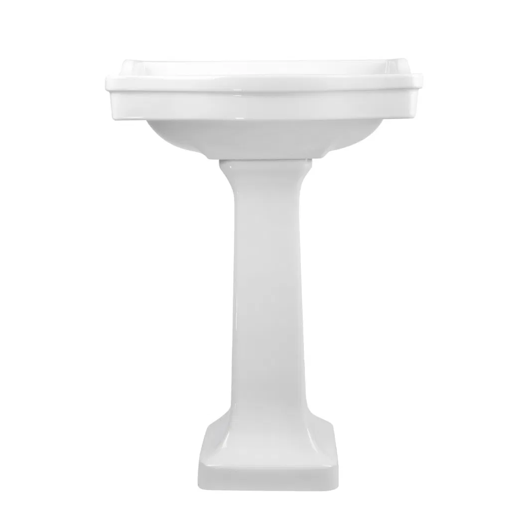 Ceramic Wash Basin and Pedestal Lavatory Freestanding Washbasin Cupc Sink Bathroom Sink with Pedestal Sink