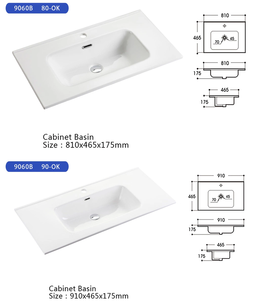 Popular Design Sanitaryware Ceramic Washbasin Rectangular Thin-Edged Vanity Bathroom Wash Basin Economic Sink Discount