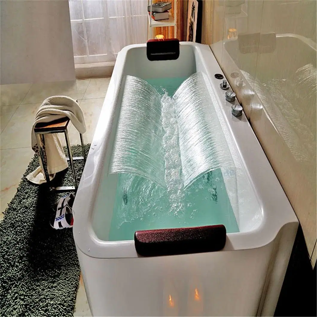 Luxury Bathroom Couple Acrylic Freestanding Rectangular SPA Bath Massage Multi-Functions LED Jet Bathtub
