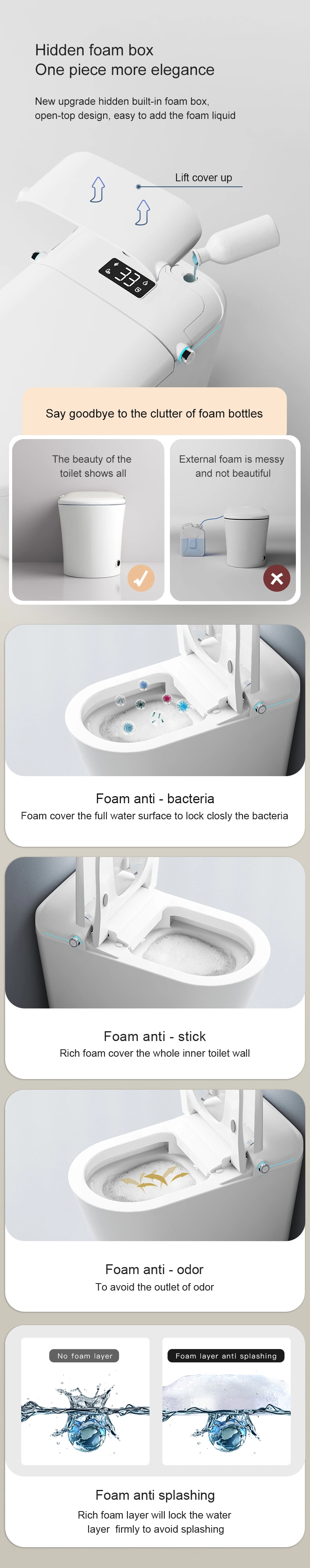 Smart Toilet Automatic Flush Toilet Instant Heating Seat