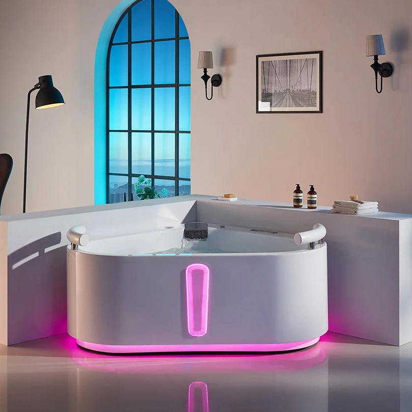 Hot Sale Acrylic Freestanding Corner Bath Tub SPA Jet Whirlpool Massage Bathtub