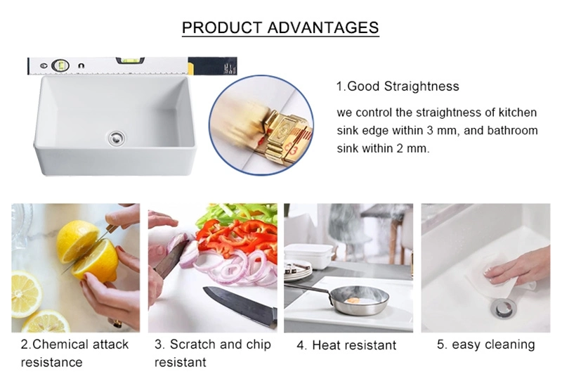 Standard Size High Quality Products in 33 Inch Ceramic Apron Kitchen Sink Single Bowa Easy to Clean