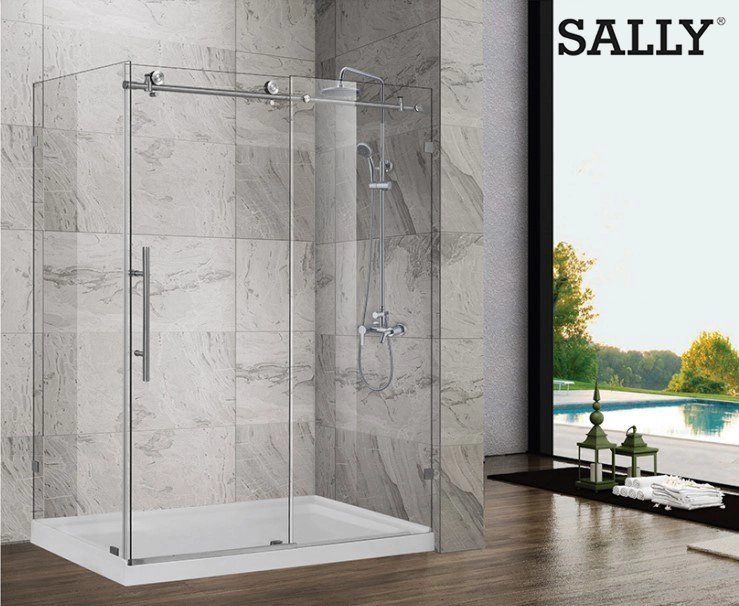 Sally Bathrooms L Shape Rectangular Frameless Shower Enclosure Sliding Room Enclosure