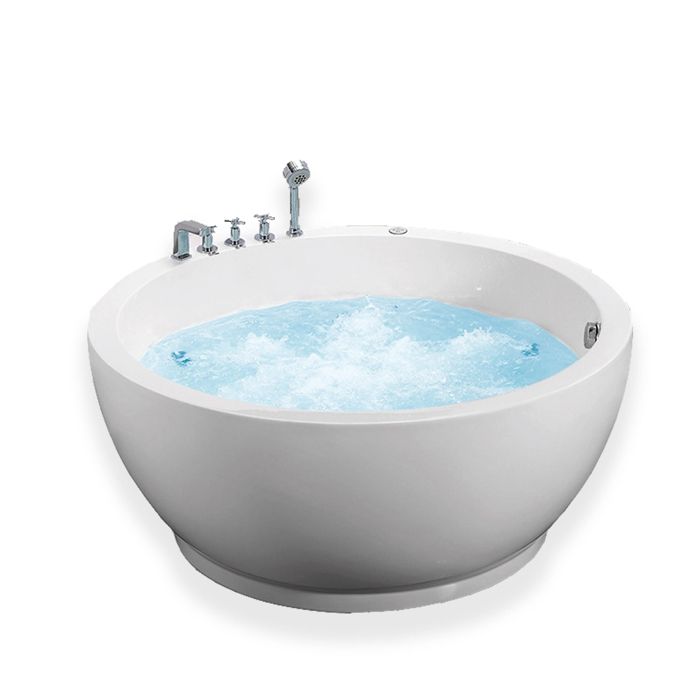 Freestanding with Colorful Light Air Jet Round Bathtub