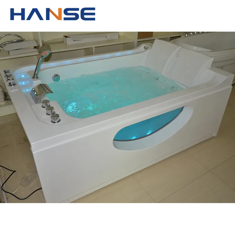 Custom Modern White Acrylic Design Shower Freestanding Whirlpools Bathtub Shower Glass Massage Bathtub for 2 People