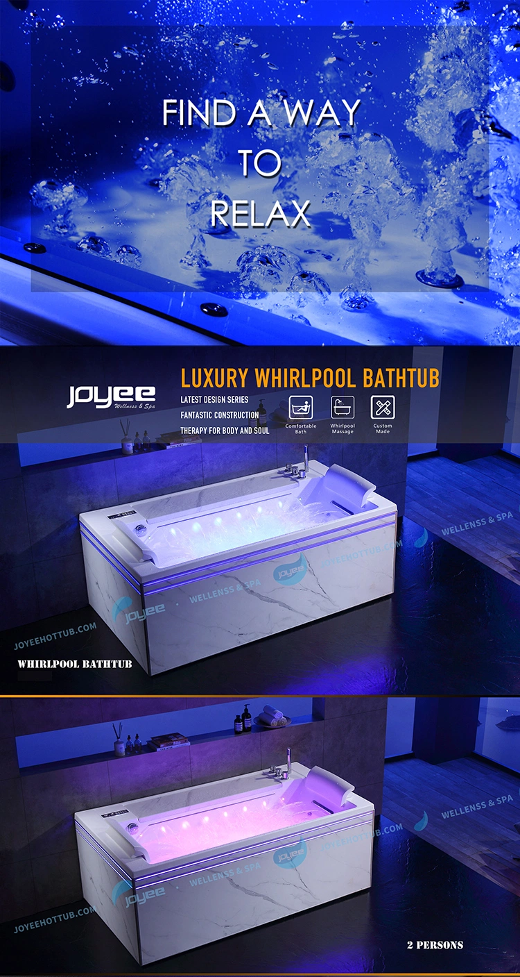 Joyee 2 Persons Seats Shower Mixer Indoor Jacuzzy New Design France Whirlpool Massage Bathtub Bathroom