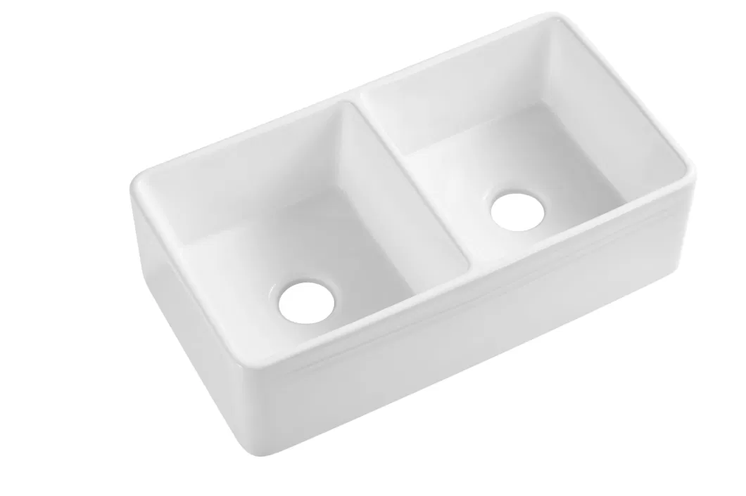 Wholesale Modern Rectangle Ceramic Single Double Bowls Apron Front Farmhouse Kitchen Sink