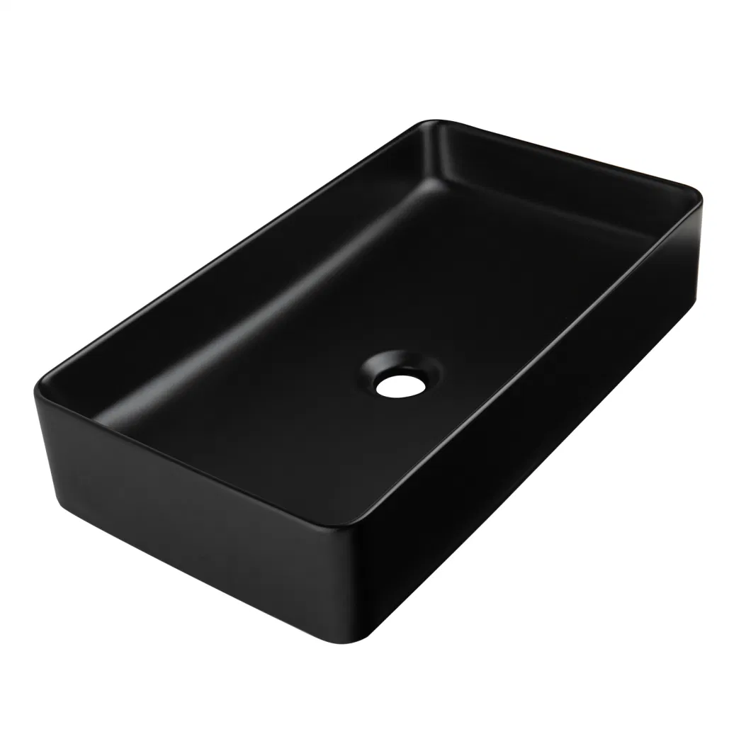 Bathroom Cupc Certified Ceramic Porcelain Black Rectangle Sanitary Ware Lavatory Vanity Hot Sale Kitchen Handmade Above Counter Washing Vessel Furniture Sink