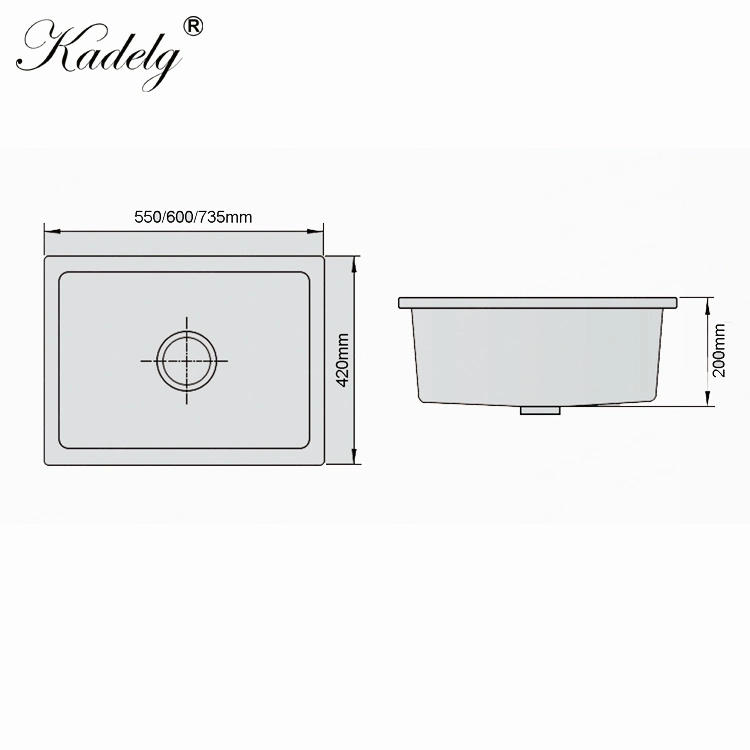 Rectangular Shape Undermount Stone Sink Composite Quartz Kitchen Sink Without Faucet
