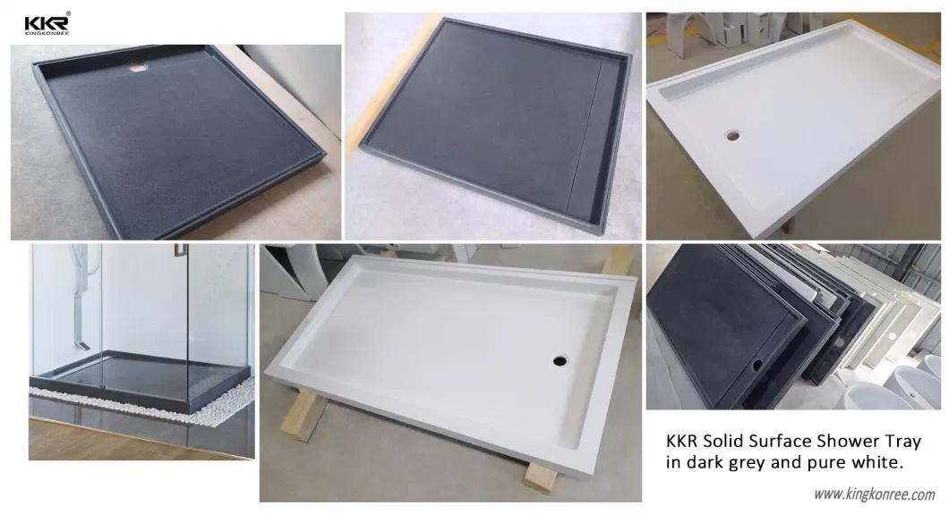 Kkr Solid Surface Shower Tray Artificial Stone Shower Base in Black