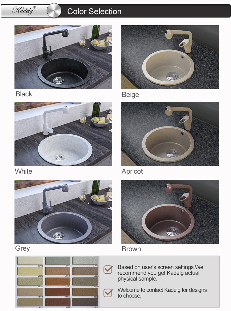 OEM/ODM Basic Customization Grey Color Quartz Stone Sink Kitchen Sink Undermount Basin Handmade Sink