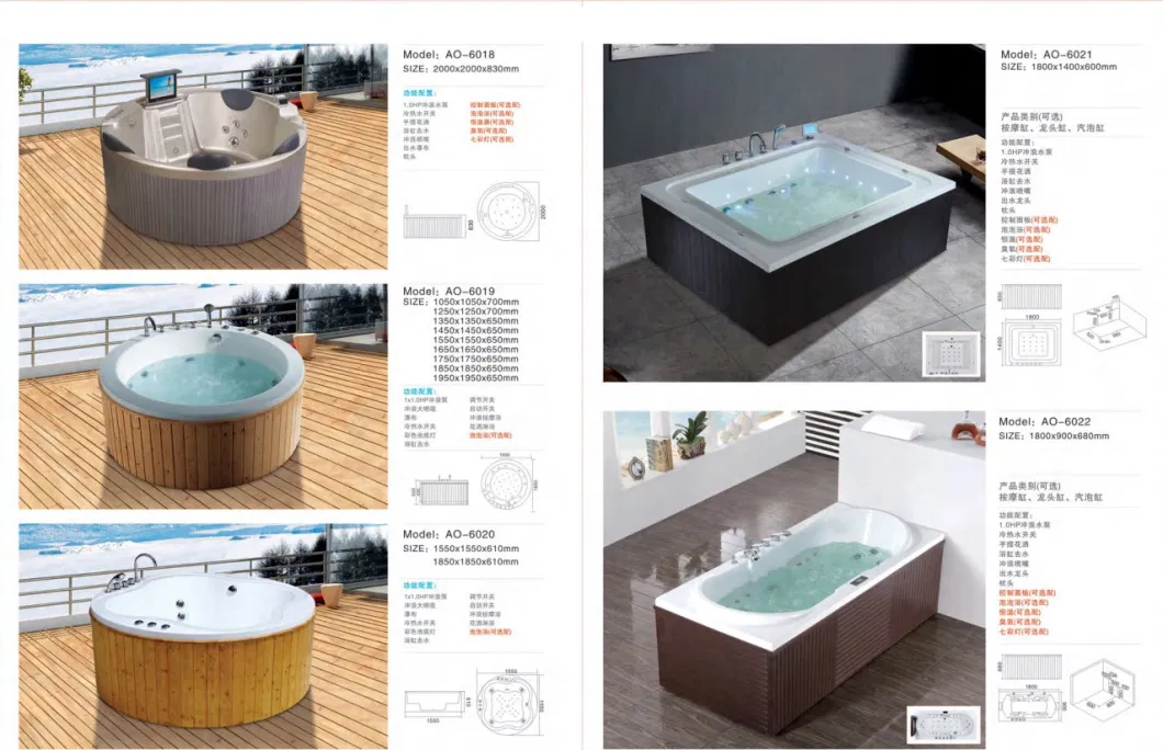 Prima Tubs Massage Indoor Sanitary Bath Freestanding Acrylic Whirl Pools Bathtubs