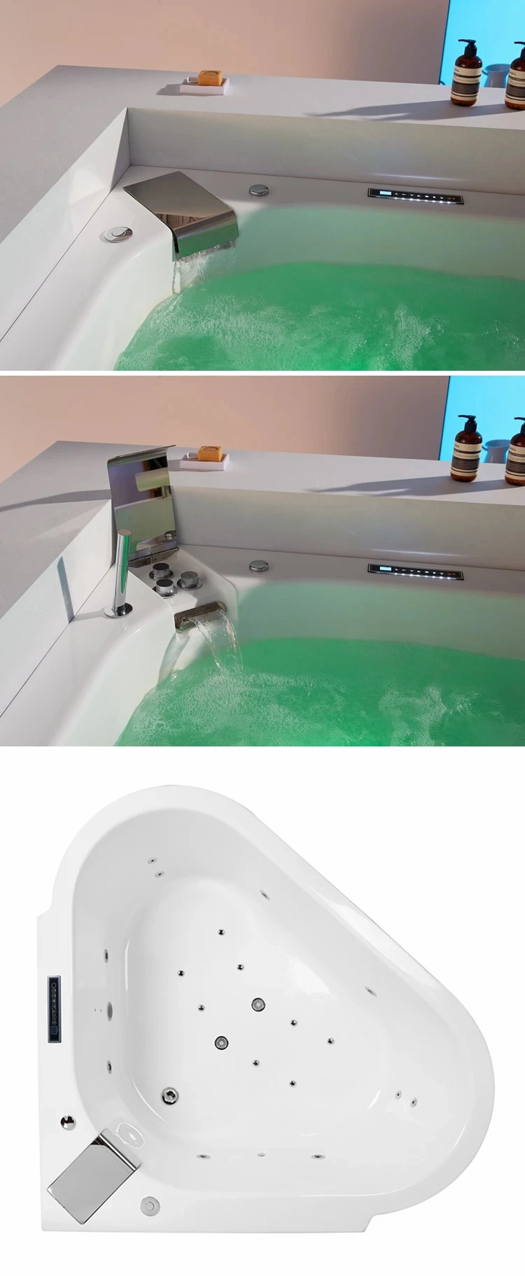 Hot Sale Acrylic Freestanding Corner Bath Tub SPA Jet Whirlpool Massage Bathtub