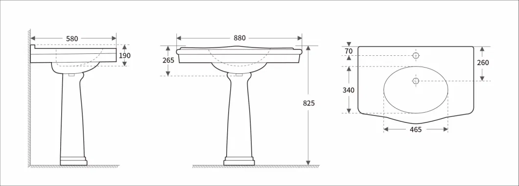 Bathroom Wholesale Vitreous China White Lavatory Oversized Rectangle Floor-Standing Furniture with Overflow