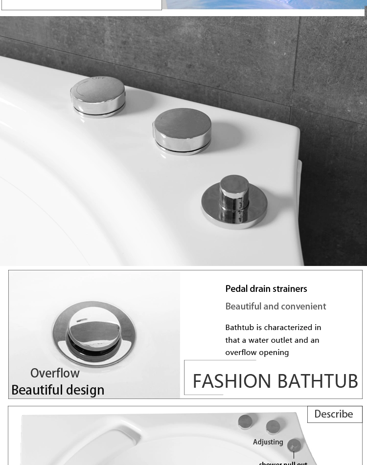 Bathtub Free Standing Large Round Jet Whirlpool Bathtubs