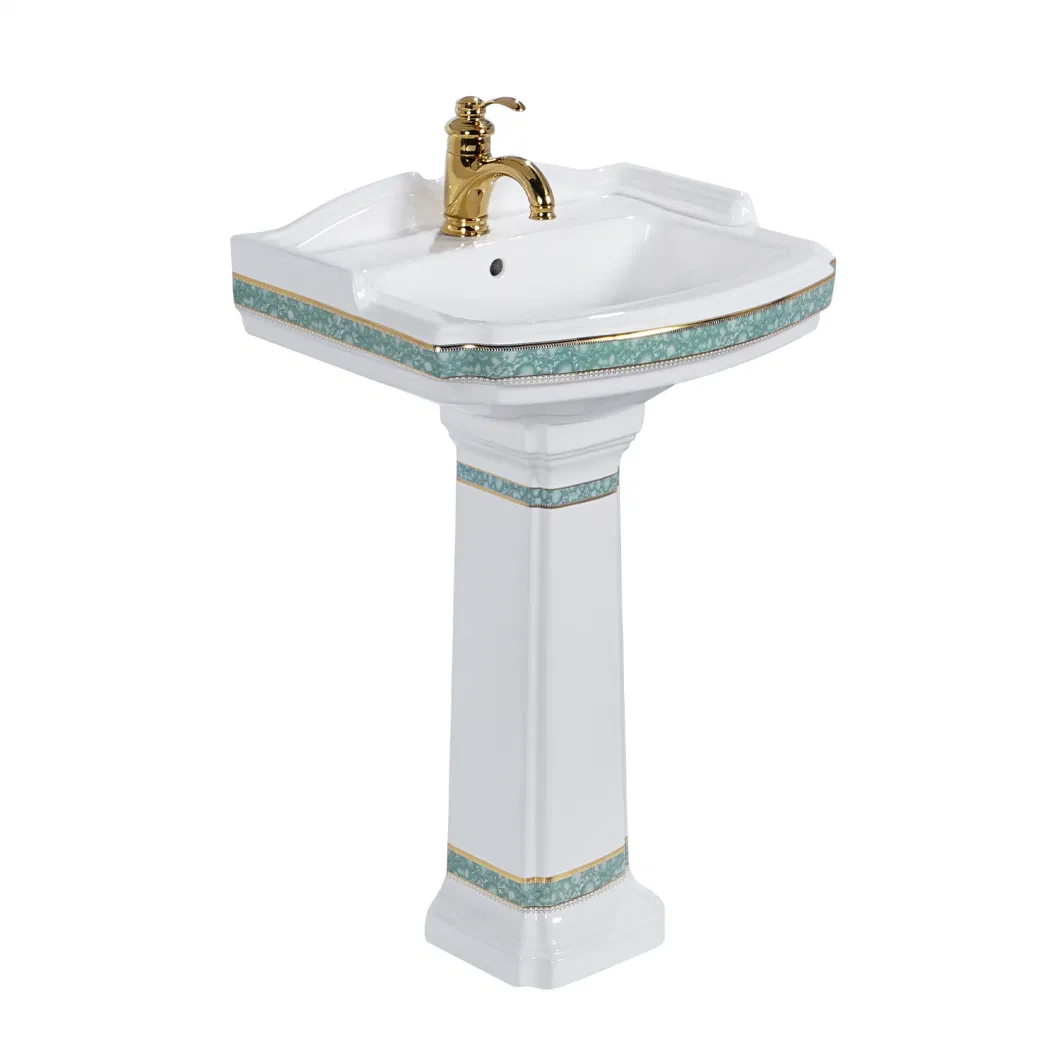 High Quality Sanitary Ware Bathroom Lavatory Handmade Freestanding Ceramic Porcelain Vanity Wholesale Cupc Certified Pedestal Sink Furniture