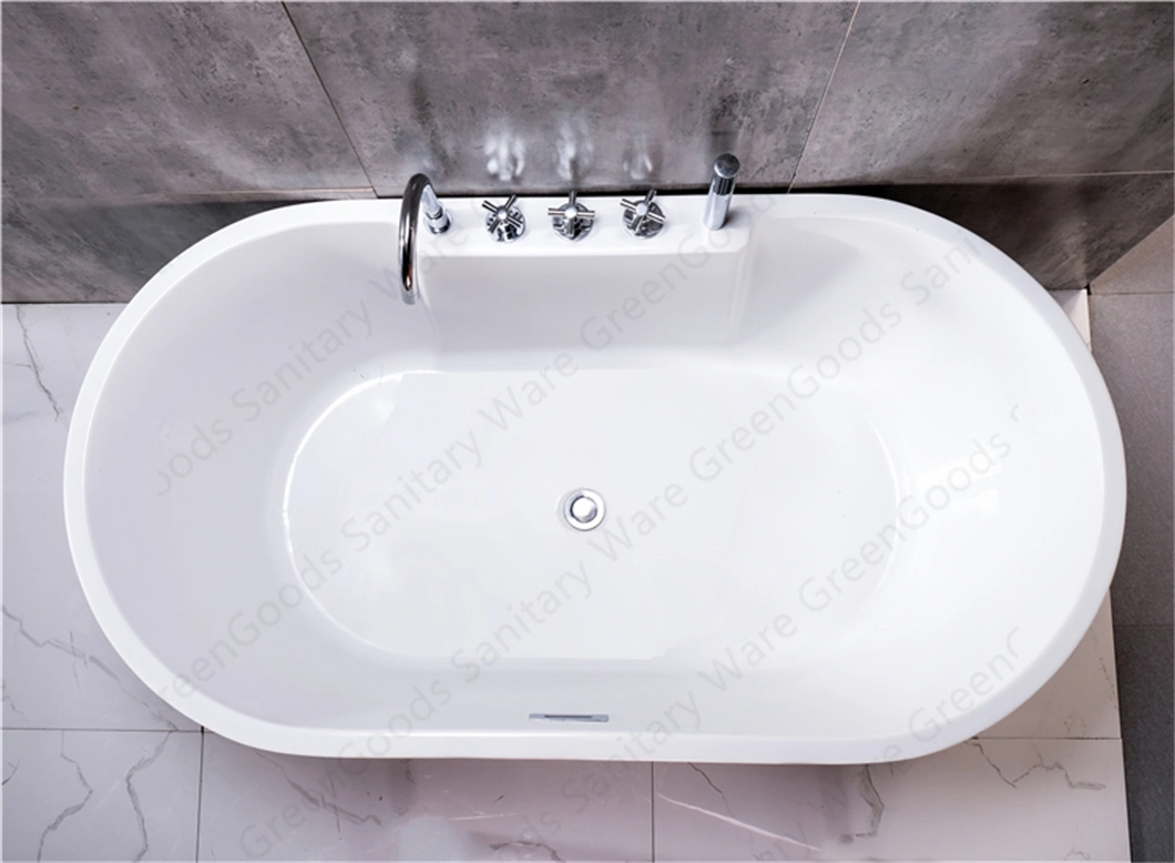 Hotel Bathroom 1200mm Bath Tubs Oval Deep Soaking Acrylic Resin Freestanding Bathtubs