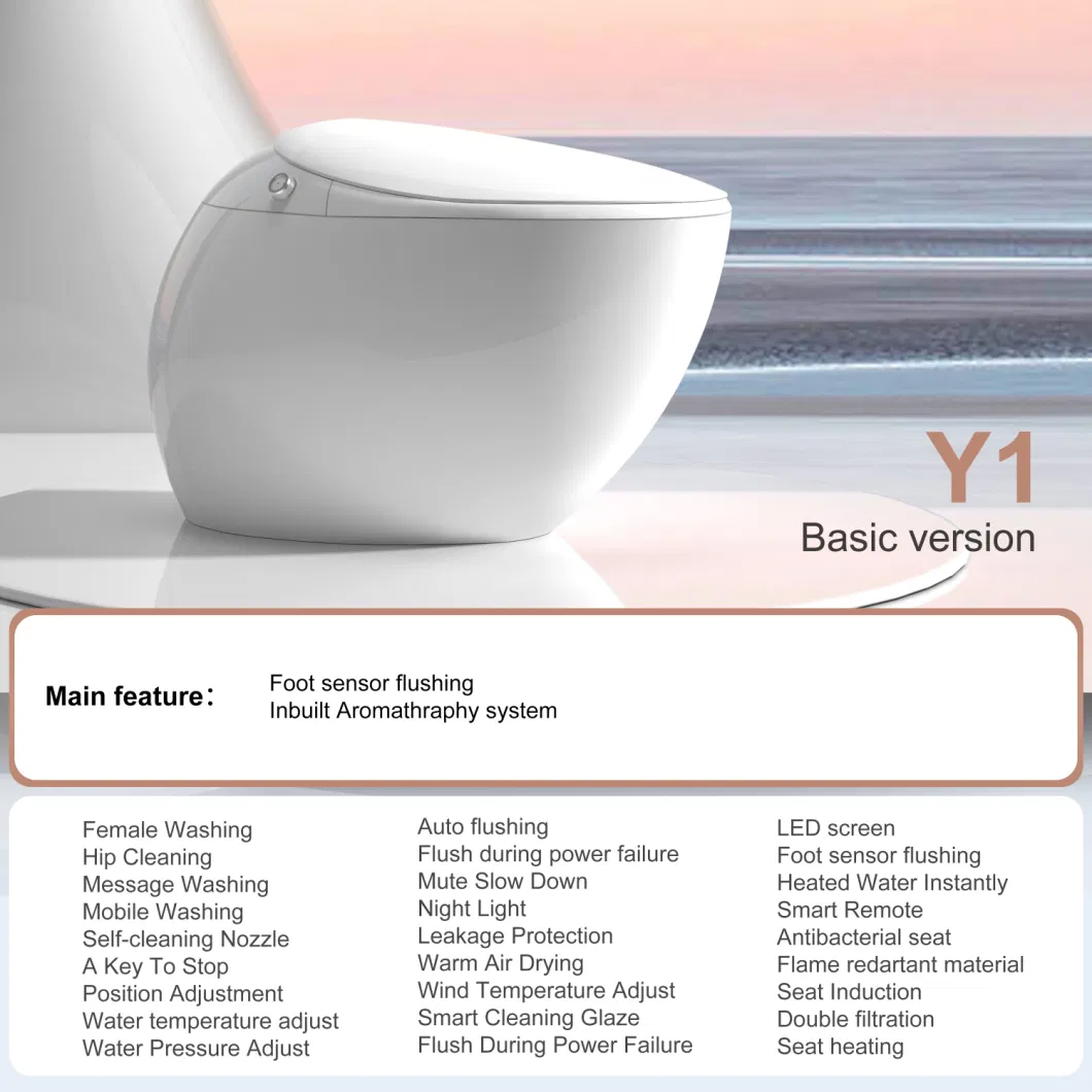 2023 Luxury Ceramic Sanitary Ware Bathroom Smart Toilet Ceramic Siphon Floor Mounted Smart Toilet