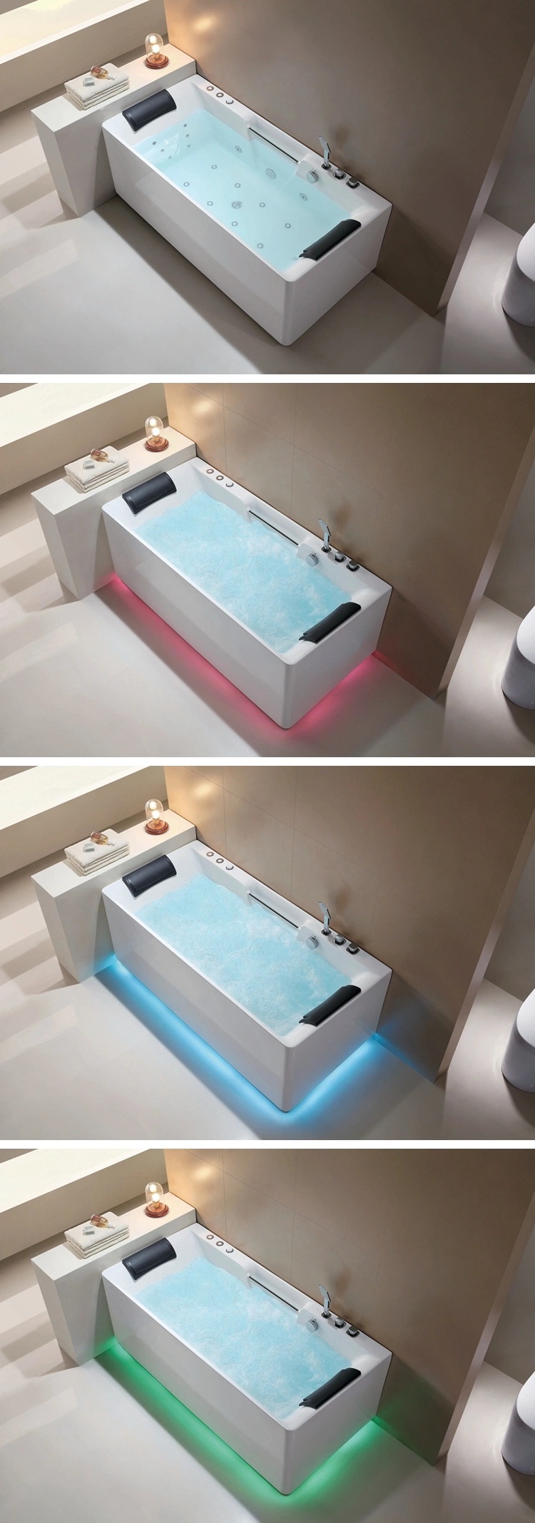 Modern Design Indoor Soaking Whirlpool Jet Tubs Massage Waterfall Freestanding Acrylic SPA Bathtub