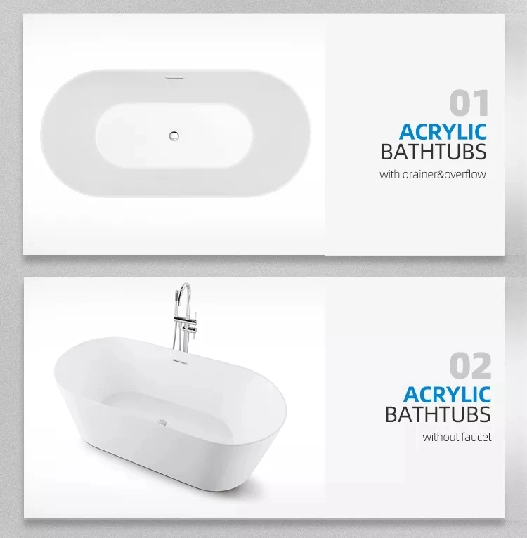 Modern Oval Plastic Whirlpool Freestanding Acrylic Bathtub with Cupc Brass Drain SPA Bath Tub Massage Whirlpool Bathtub Soaking Tub Luxury Shower Bath