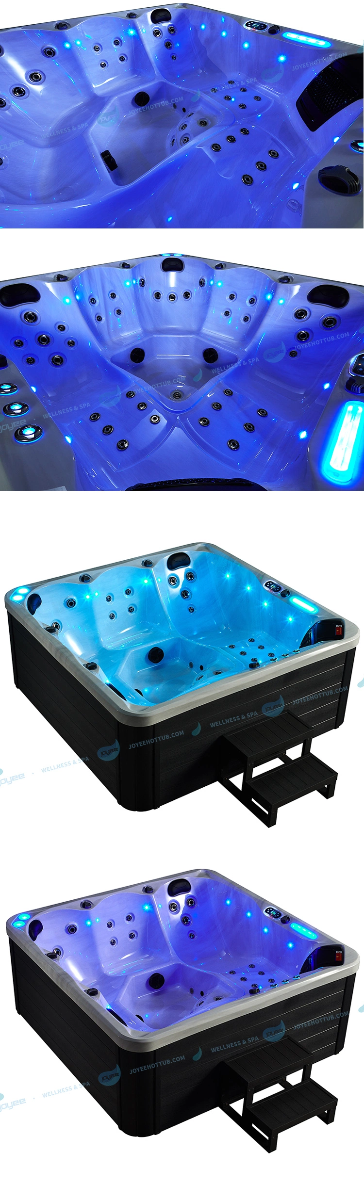 Freestanding Outdoor SPA Whirlpool Hydro Massage Hot Tub with LED Lights Joyee