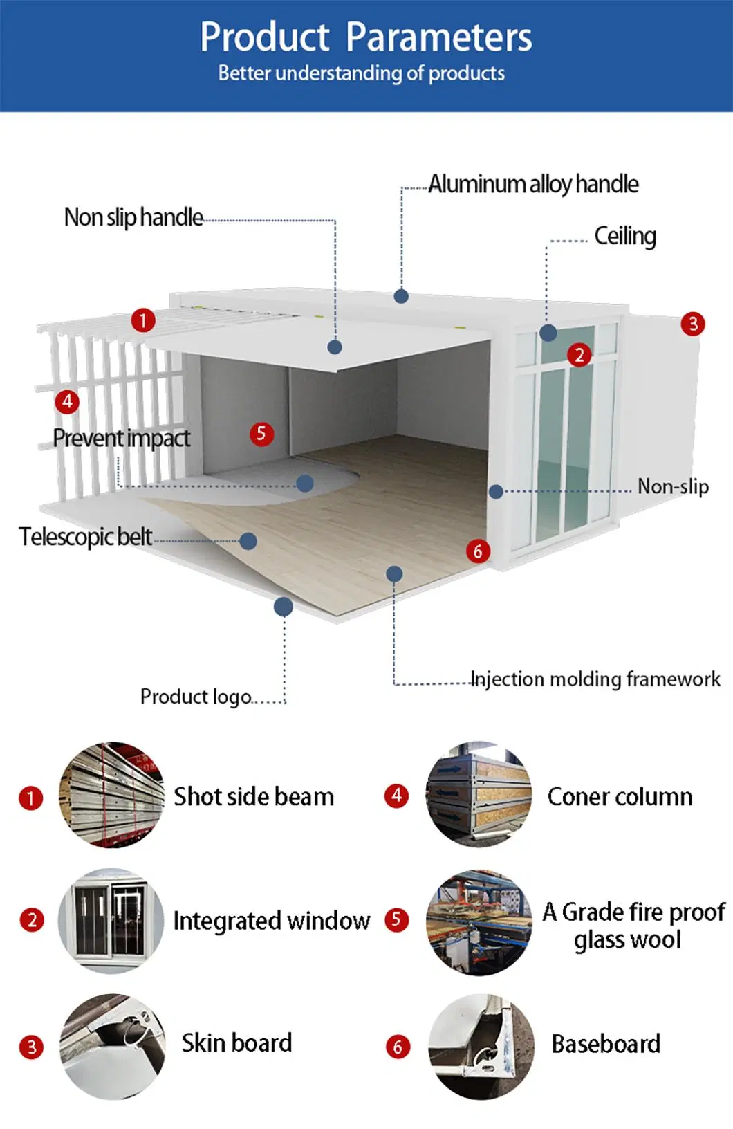 Foldable Homes 20FT Office Folding Container House Prefab Bathrooms Folding Tiny House