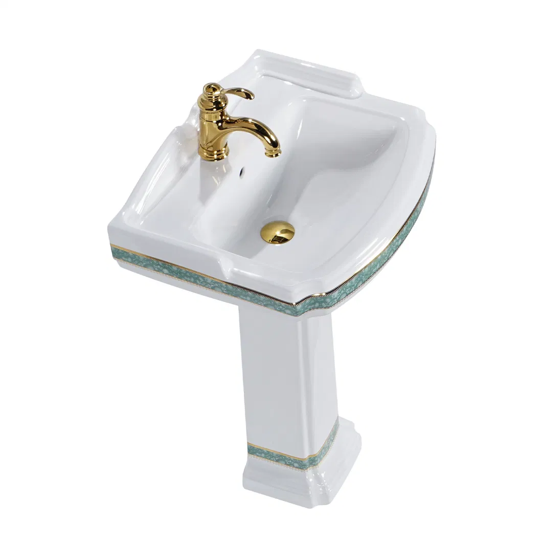 High Quality Sanitary Ware Bathroom Lavatory Handmade Freestanding Ceramic Porcelain Vanity Wholesale Cupc Certified Pedestal Sink Furniture