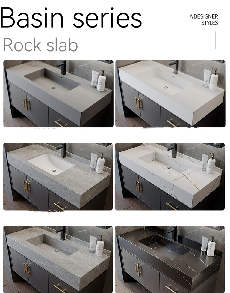 Classic MDF Bathroom Cabinet for Rock Wash Basin Bathroom Vanity with LED Smart Mirror