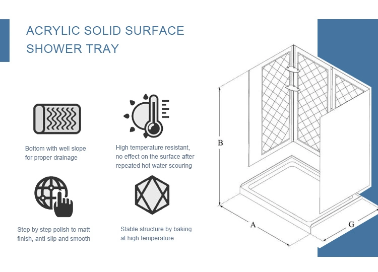 New Arrival Artificial Stone Pure White Shower Base Trays for Hotel Project