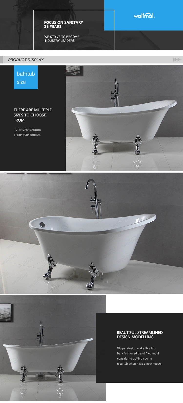 Clawfoot Hot Selling Acrylic Freestanding Clawfoot Bathtub