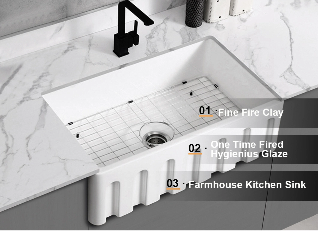 Superior-Quality Superior Marble Commercial Deep Kitchen Upc Farmhouse Sink with Drain Board