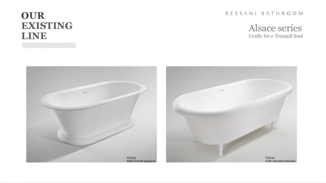 Resin Stone Freestanding Acrylic Solid Surface Soaking for Bathroom Shower Bathtub High Quality