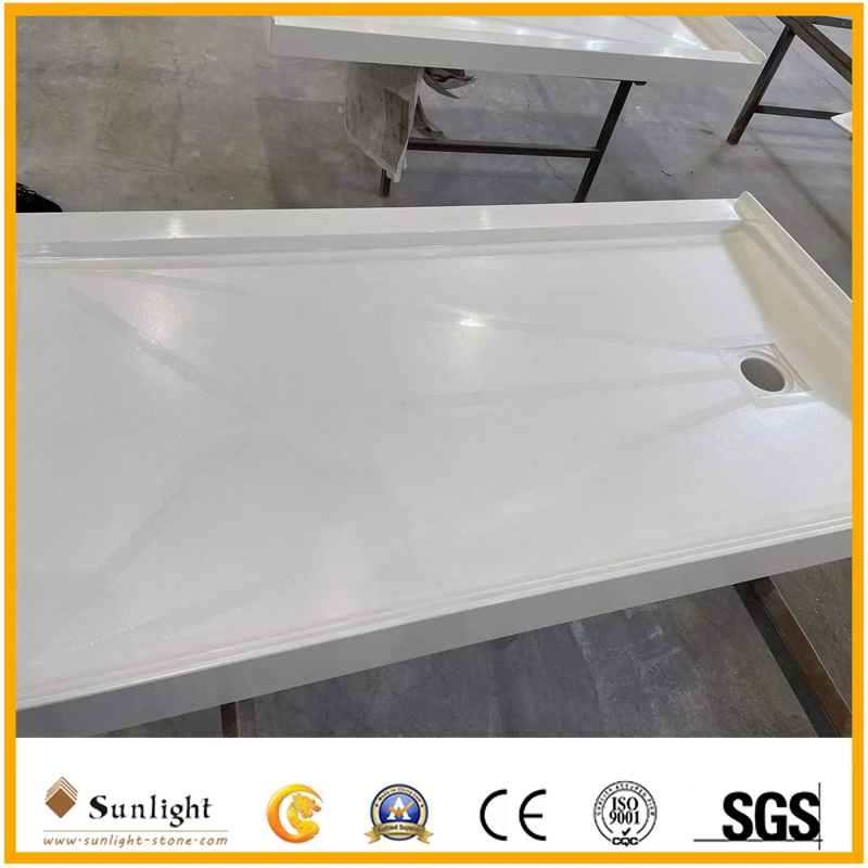 Rectangular White SMC Shower Tray Base Long with Stone Surface Finish