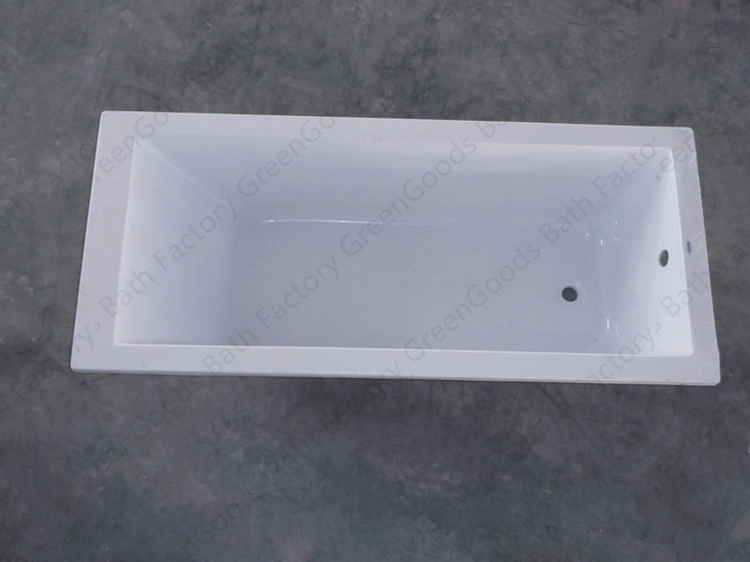 Guangzhou Sanitary Simple Wholesale 1 Person Cheap Small 1.5m Drop in Rectangle Shape Embedded 100% Pure Acrylic Bathtub