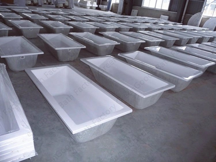 Guangzhou Sanitary Simple Wholesale 1 Person Cheap Small 1.5m Drop in Rectangle Shape Embedded 100% Pure Acrylic Bathtub