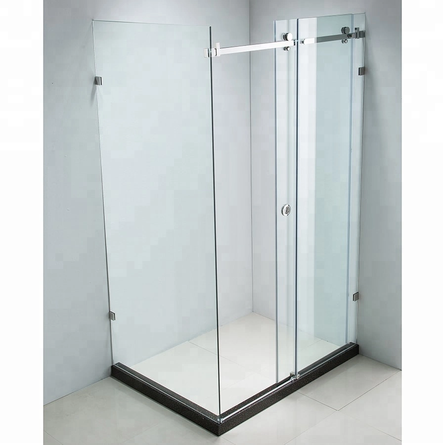 Hotel Corner 2021 Shower Enclosure Rolling Door with L Shape Stone Tray 1200 * 800