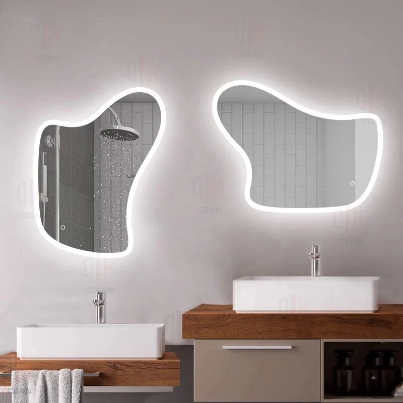 High Quality Irregular LED Bathroom Cabinets Smart Touch Switch Wall Mirror Sinks Vanity Mirror for Bathroom