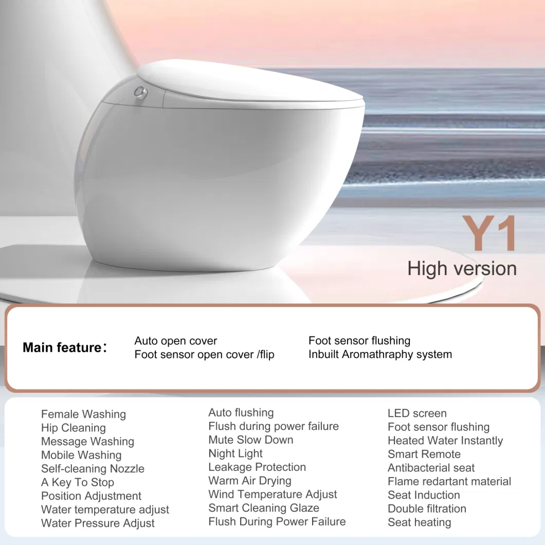 2023 Luxury Ceramic Sanitary Ware Bathroom Smart Toilet Ceramic Siphon Floor Mounted Smart Toilet