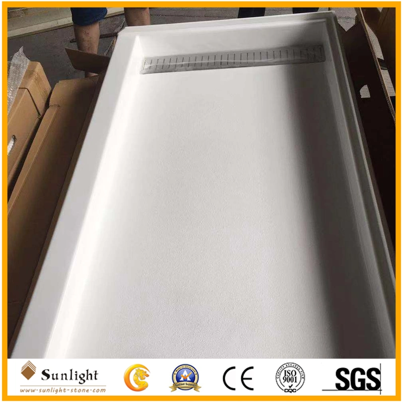 Rectangular Cultured Marble Shower Base 60&prime;&prime;x30&prime;&prime; Trench Drain for Us Market Shower Pan Tray M15