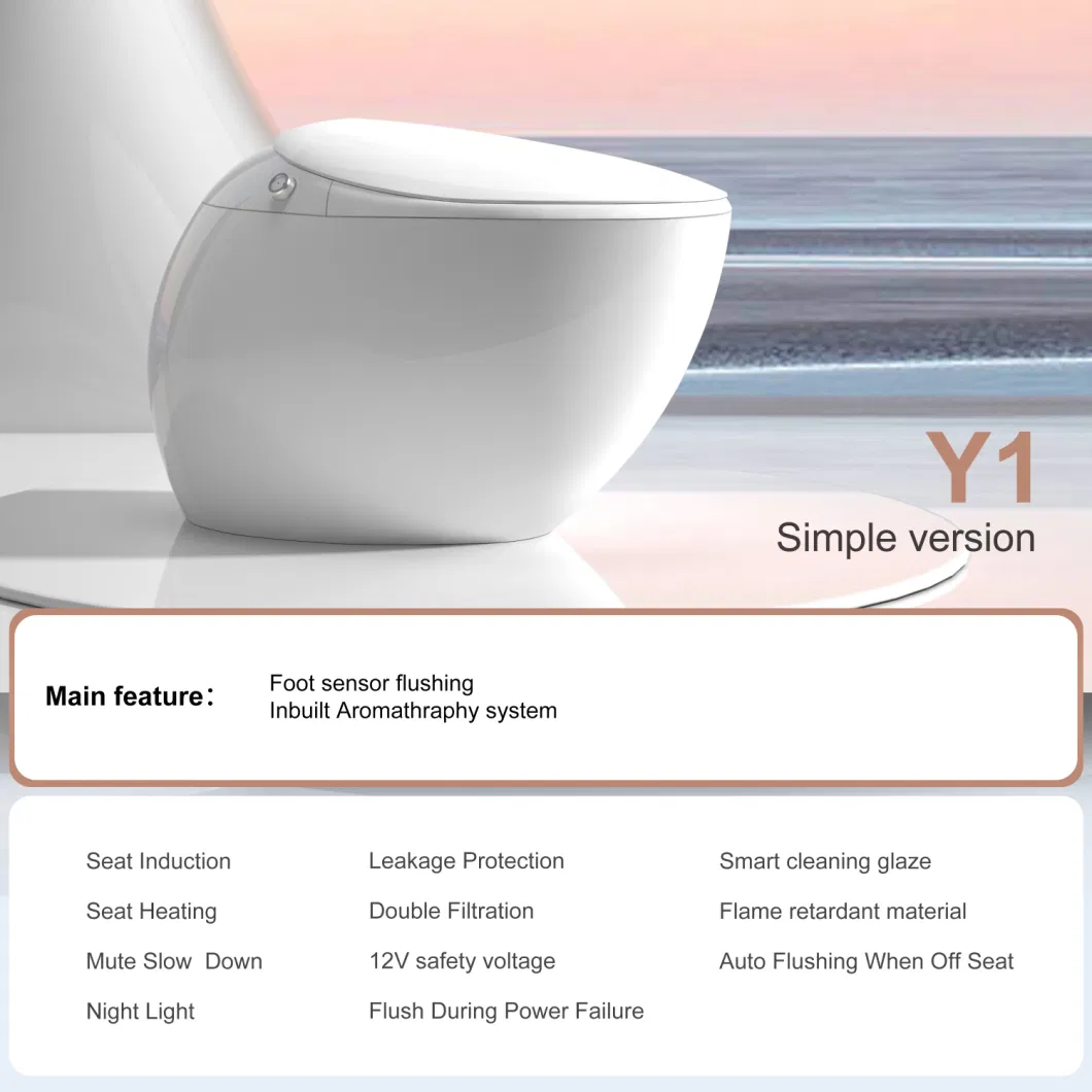 2023 Luxury Ceramic Sanitary Ware Bathroom Smart Toilet Ceramic Siphon Floor Mounted Smart Toilet