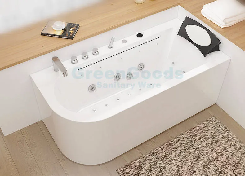 New Design Corner Acrylic SPA Bathtub Whirlpool Massage Bath Tub with Shower