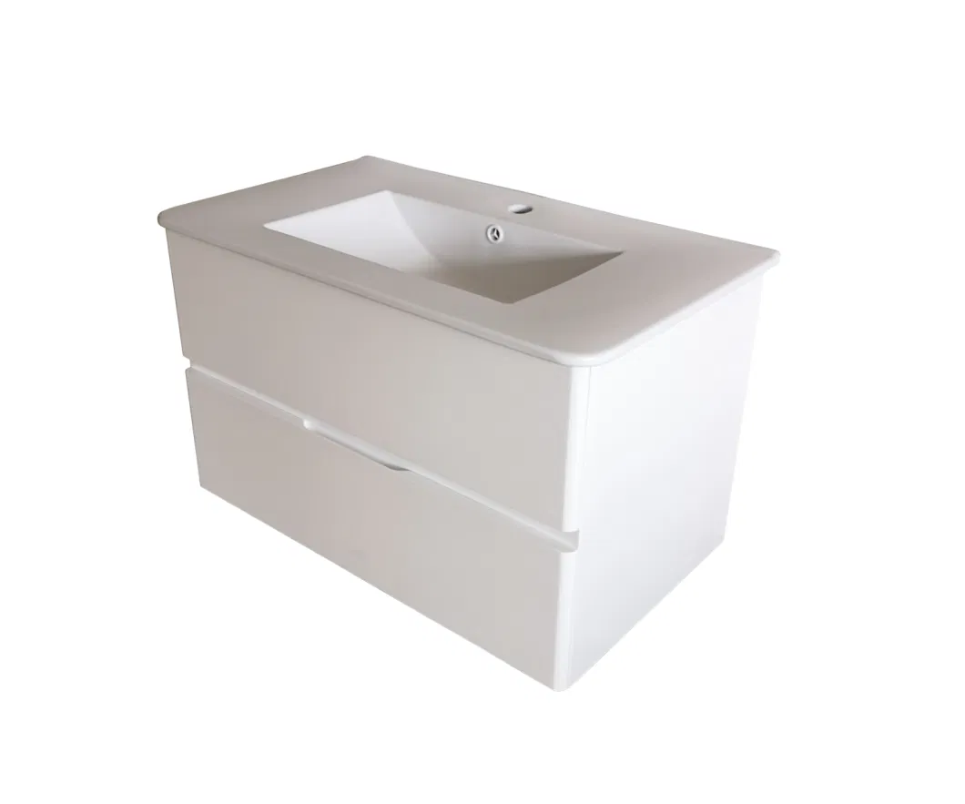 Two Drawers PVC Bathroom Furniture Cabinet with Ceramic Basin