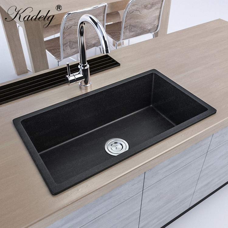 Rectangular Bowl Shape Handmade Sink Undermount Composite Quartz Stone Kitchen Sink