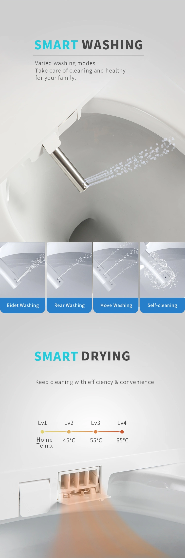 Upc Smart Toilet with Intelligent Bidet and Automatic Functions Hot Sale in Us